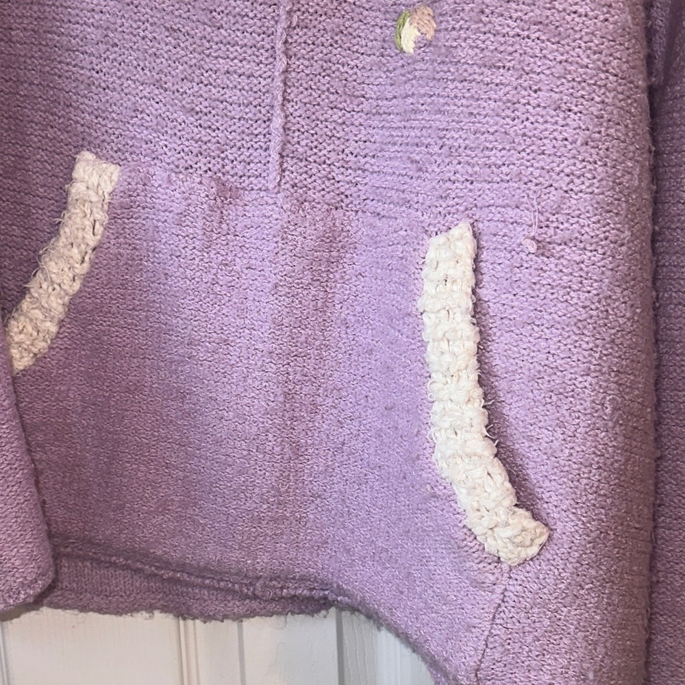 RARE Free People Floral Embroidered Lavender Buttercup Hoodie - Picture 13 of 16